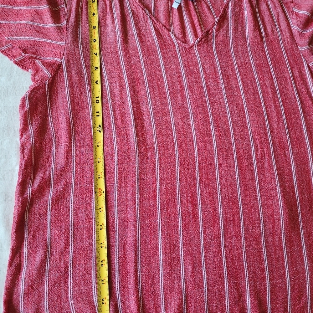 ELLE Women's Striped Red Top Short Sleeves Sixe XXL - Picture 4 of 9
